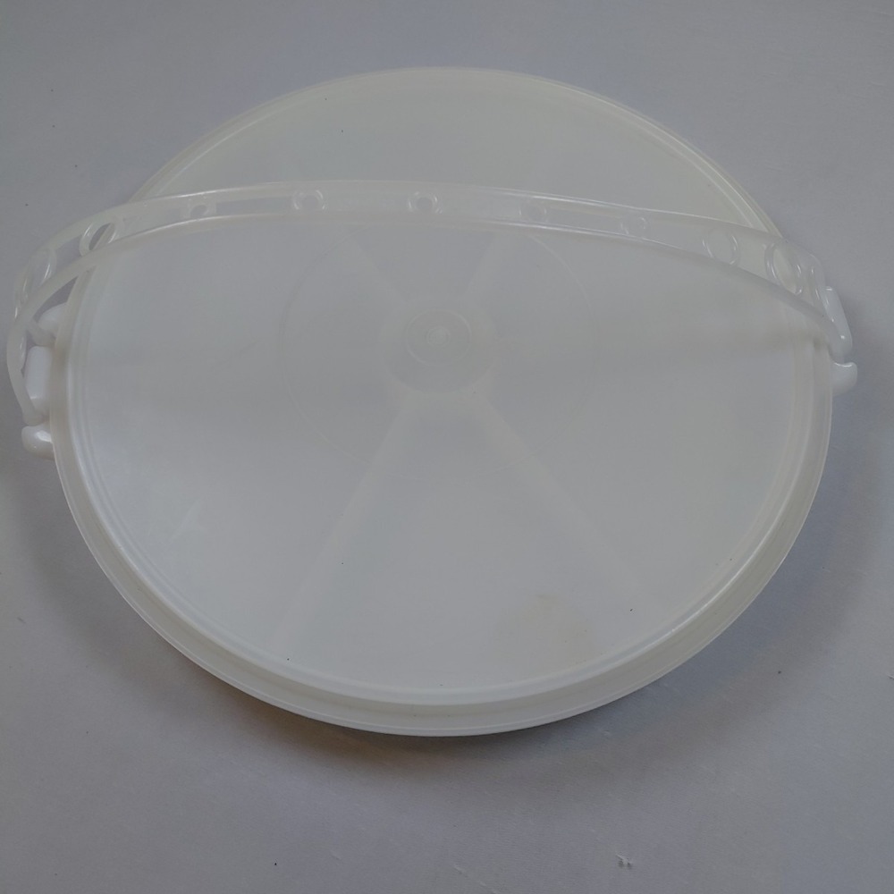 TUPPERWARE Clear 405 Vegetable Relish Lazy Susan Divided Tray w/224 Lid & Handle